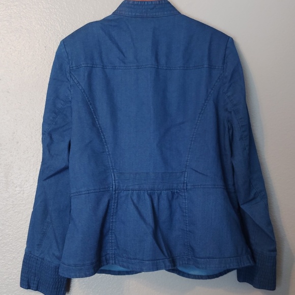 INC International Concepts  Denim Jacket Blazer Military Style Gold Button - Picture 7 of 14